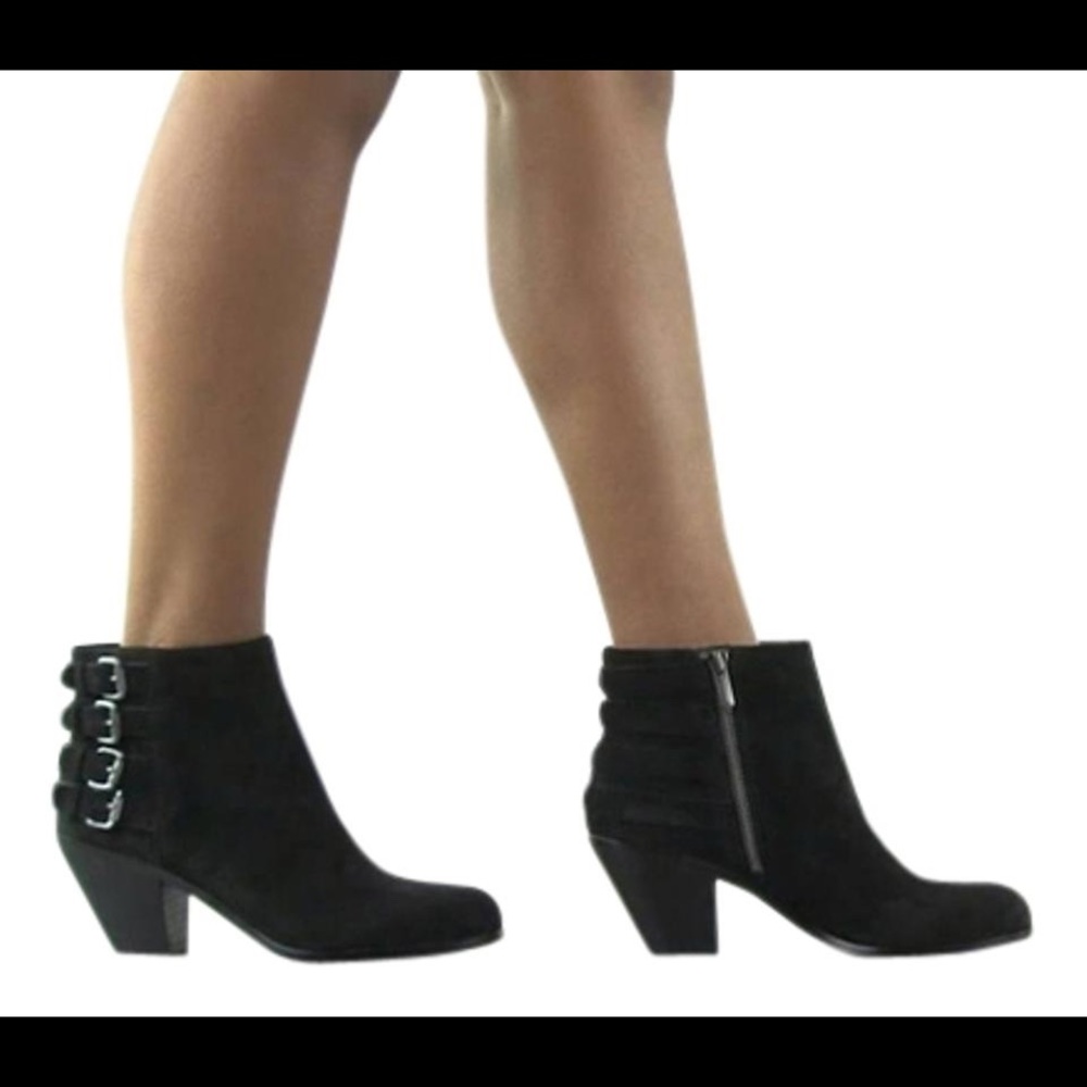 Sam Edelman Lucca Black Suede Ankle Boots Size 6